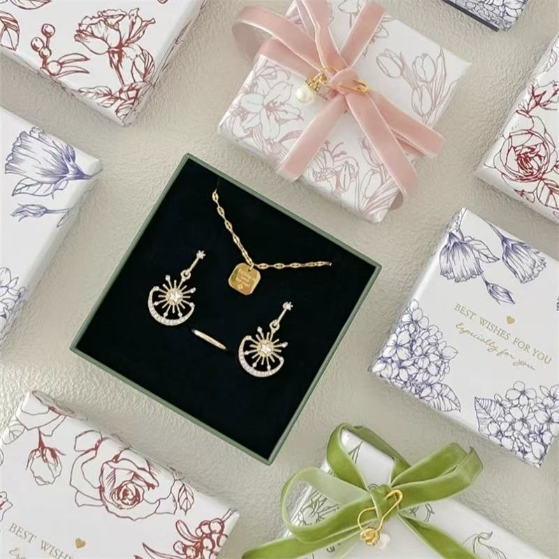 Scatole per Gioielli Stile Botanico BLU 10x10x3cm